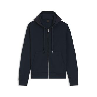 BOSS Zip-up hoodie with monogram hood