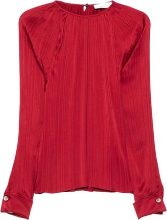 Lanvin Geplooide Charmeuse Top - Dames - Blouses & Shirts - Rood - Maat: S Zijde
