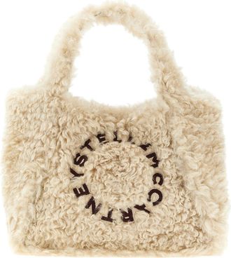 Stella McCartney Beige Shearling Logo Large Tote
