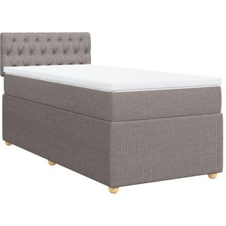 vidaXL Cama Box Spring Con Colch&oacute;n Tela Gris Taupe 80x200 Cm Vidaxl