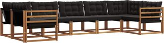 vidaXL Conjunto De Sof&aacute;s De Exterior 7 Uds. Natural Y Negro Vidaxl
