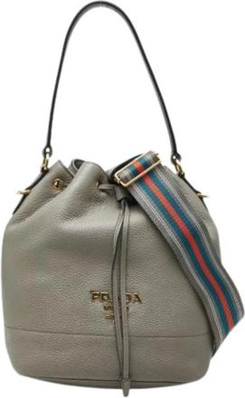 Prada Pre-owned Vintage Bucket Bag - Dames - Vintage Tas - Grijs - ONE Size - Leer - Vintage
