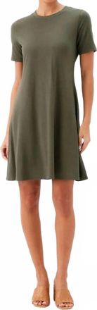 Karen Kane Short Sleeve A-Line Dress In Olive