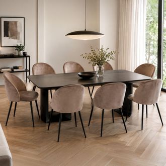 Dmora Silla Achito, 8 Sillas, Acolchado, Soporta 120 Kg, Gris Taup&eacute;