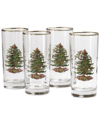 Spode Christmas Tree Set Of 4 Highball Glasses