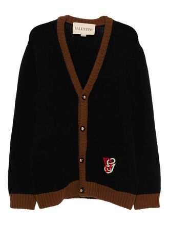 Valentino Garavani embroidery V-neck cardigan - Zwart