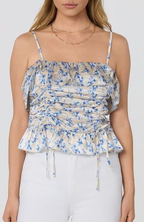 ASTR the Label Brynn Side Cinch Camisole in Blue Ditsy Floral at Nordstrom, Size X-Small