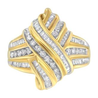 House of Brilliance 10K Yellow Gold 1.0 Cttw Diamond Bypass Ring at Nordstrom, Size 6.5