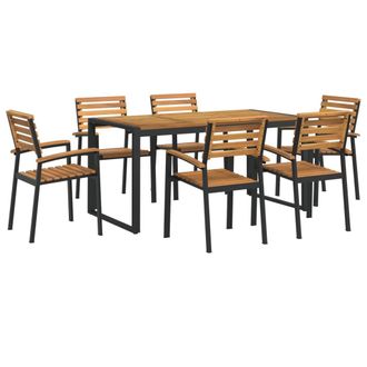 vidaXL Juego De Comedor De Jard&iacute;n 7 Pzas Madera Maciza Acacia Y Metal Vidaxl
