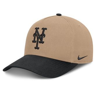 Nike New York Mets Rise Nike Mens MLB A-Frame Trucker Adjustable Hat in Brown | NB1D0A3UNME-TZD