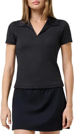 Travis Mathew Skyloft Light Short Sleeve Polo in Heather Black at Nordstrom, Size Xx-Large