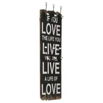 vidaXL Perchero De Pared Love Life Con 6 Ganchos 120x40 Cm Vidaxl