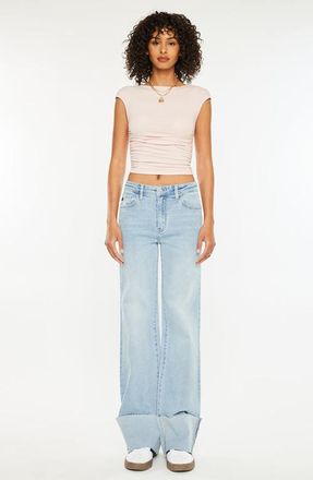 Kancan Franny High Rise Wide Flare Jeans in Light Wash at Nordstrom, Size 26