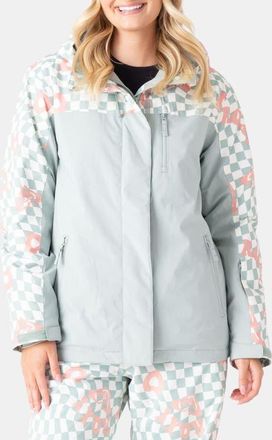 Roxy Jetty Water Repellent Hooded Technical Snow Jacket in Cross Your Heart at Nordstrom, Size X-Large