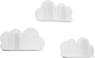 Sweeek Set of 3 cloud wall shelves for childrens bedroom, Nephos, White, 34.5x12x23.5 cm