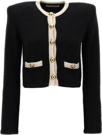 Alessandra Rich Truien & Vesten, Dames, Zwart, M, Alpaca Cropped Cardigan