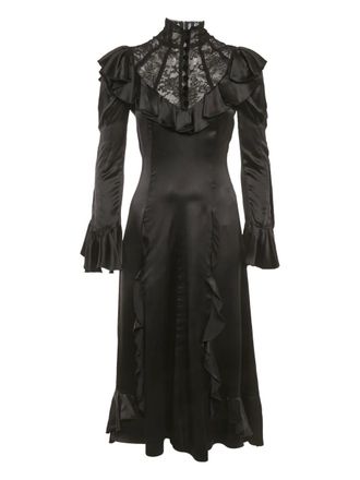 Gucci Jurk met afwerking van kant en ruches - Zwart
