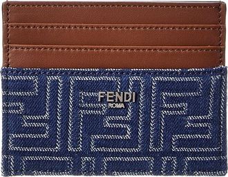 Fendi Fendi Ff Denim & Leather Card Case