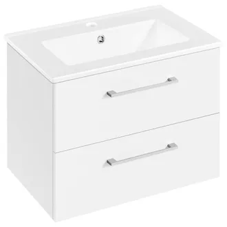 Yaheetech Yaheetech Mobile Da Bagno Sospeso Con Lavabo Integrato Lavatoio Bianco Moderno In Ceramica Con 2 Cassetti Mobiletto Con Lavandino Salvaspazio 61x39,5x