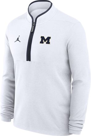 Nike Jordan Mens Michigan Victory Jordan Brand Dri-FIT College 1/2-Zip Long-Sleeve Top in White | JJ43081KMWN-APS