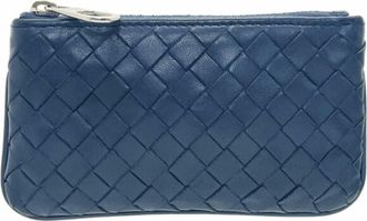 Bottega Veneta Navy Leather Coin Purse/Coin Case (Pre-Owned)