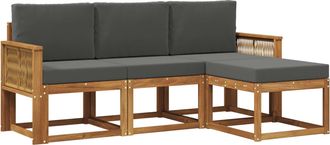 vidaXL Conjunto De Sof&aacute;s De Exterior 4 Uds. Natural Y Antracita Vidaxl