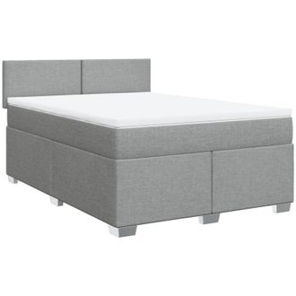 vidaXL Vidaxl - Cama Box Spring Con Colch&oacute;n Tela Gris Claro 160x200 Cm