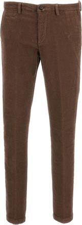 BRIGLIA 1949 Brown Moleskin-Effect Cotton Twill Straight-Leg Pants
