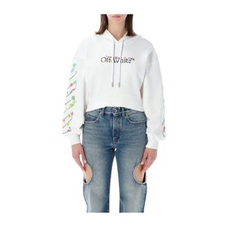 Off-white Sudadera Crop con Flores - Sweatshirts & Hoodies - Mujer - Blanco - M