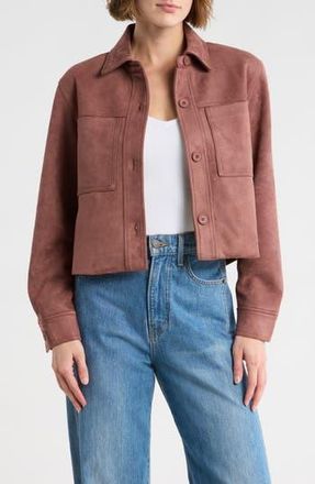 T Tahari Crop Faux Suede Jacket in Dusty Berry at Nordstrom Rack, Size X-Small