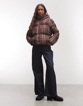 Hunter Originals giacca imbottita tartan rossa-Rosso