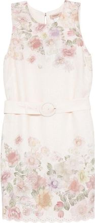 Twinset Powder Pink Short Dress With Floral Print