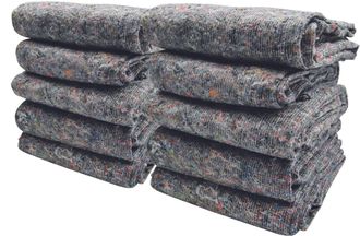 Relaxdays Redlack - Lote De 10 Mantas De Mudanza 150&times;200 Cm - Protecci&oacute;n De Muebles, Transporte, Almacenamiento, Trabajos - Textil Reciclado 350 G/m&sup2; Gris