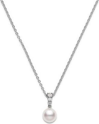 Mikimoto Morning Dew 8mm Akoya Pearl & Diamond Pendant Necklace with 18K White Gold