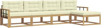 vidaXL Conjunto De Sof&aacute;s De Exterior 4 Uds. Blanco Y Crema Poli&eacute;ster Vidaxl