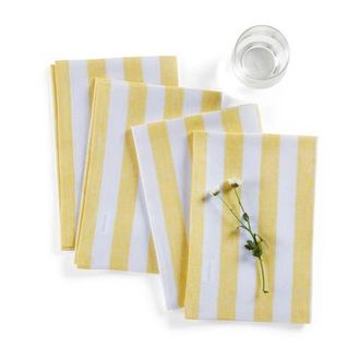 Solino Home Linen Dinner Napkins - Sorrento Stripe, 20 x 20 in Yellow And White at Nordstrom, Size Large