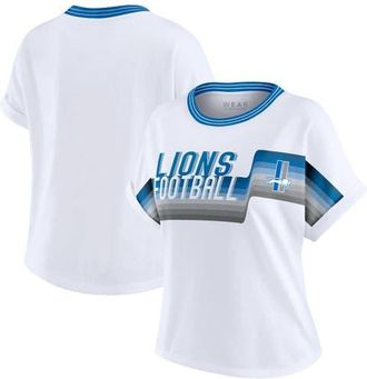WEAR by Erin Andrews Womens WEAR by Erin Andrews White Detroit Lions Cropped Center Stripe Dolman T-Shirt at Nordstrom, Size Xx-Large
