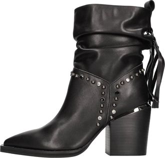 Alma En Pena Leren Enkellaarsjes - Dames - Cowboylaarzen - Zwart - 36 EU - Leer - Schoenen