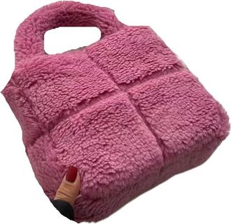 Generic Womens Plush Bags Furry Handbag Womens Handheld Bag Boulder Daily Matching Accessory(Pink)