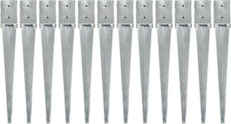 vidaXL Picas De Tierra 12 Uds Acero Galvanizado Plateado 10x10x76 Cm Vidaxl