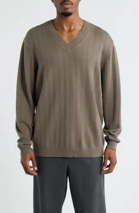 Open Edit V-Neck Sweater in Olive Brown at Nordstrom Rack, Size Xx-Large