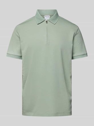 Selected Poloshirt mit kurzem Rei&szlig;verschluss in Hellgruen, Gr&ouml;&szlig;e M