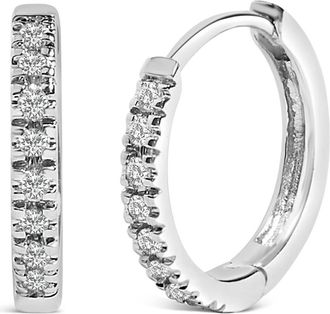 House of Brilliance 14K Gold 1/5 CTW Diamond Huggie Hoop Earrings in White at Nordstrom