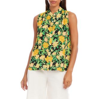 Karen Kane Floral Sleeveless Button-Up Top at Nordstrom, Size X-Small