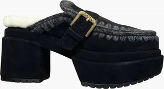 Mou Womens Platform With Buckle Strap Clog In Black