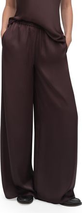 Favorite Daughter The Effortless Satin Wide Leg Pants in Espresso at Nordstrom, Size X-Small