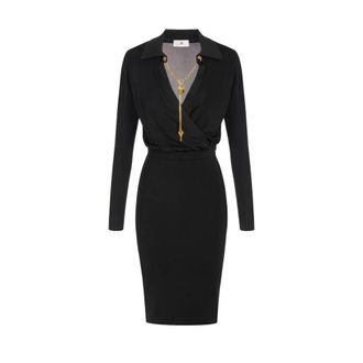 Elisabetta Franchi Viscose Yarn Dress - female - Elisabetta Franchi - Wrap Dresses - Black - M - Dresses