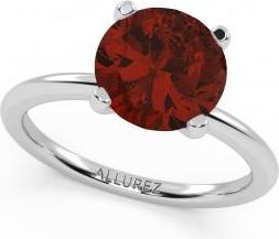 Allurez Lab Ruby Solitaire Engagement Ring 14K White Gold (3.50ct)