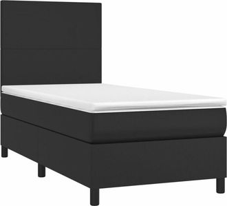 vidaXL Vidaxl - Cama Box Spring Y Colch&oacute;n Led Cuero Sint&eacute;tico Negro 90x190 Cm