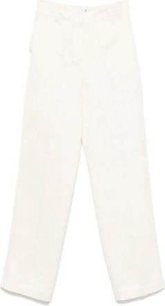 Pantaloni Torino Straight Trousers, female, Beige, Size: XS Ecru Trousers with Concealed Fastening